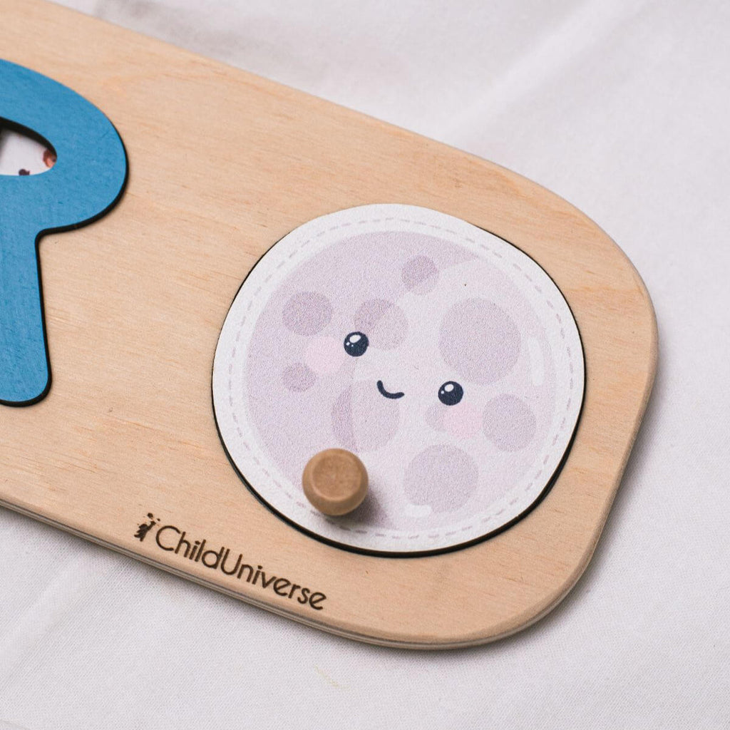 Educational Wooden Planet Puzzle for Kids - Space Nursery Decor
