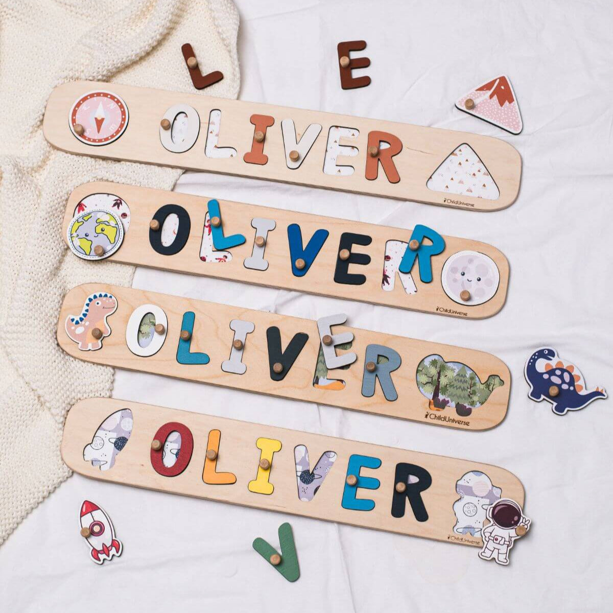 Educational Wooden Planet Puzzle for Kids - Space Nursery Decor
