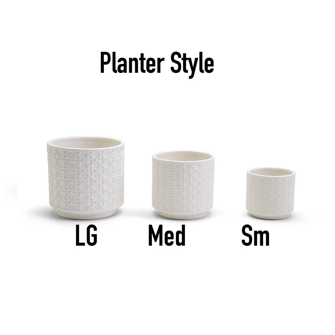 White Textured Webbing Ceramic Planters Set of Three - Image 4