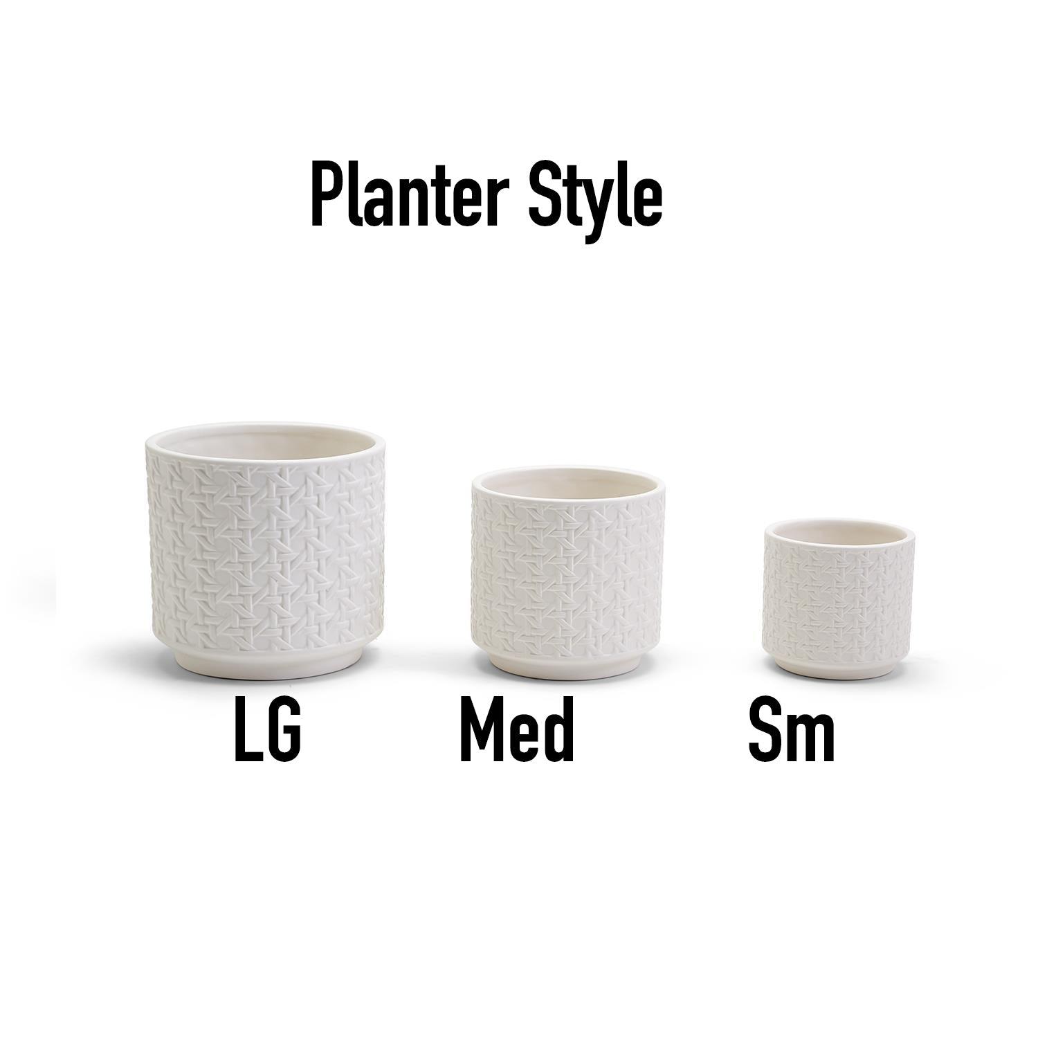 White Textured Webbing Ceramic Planters Set of Three - Image 4
