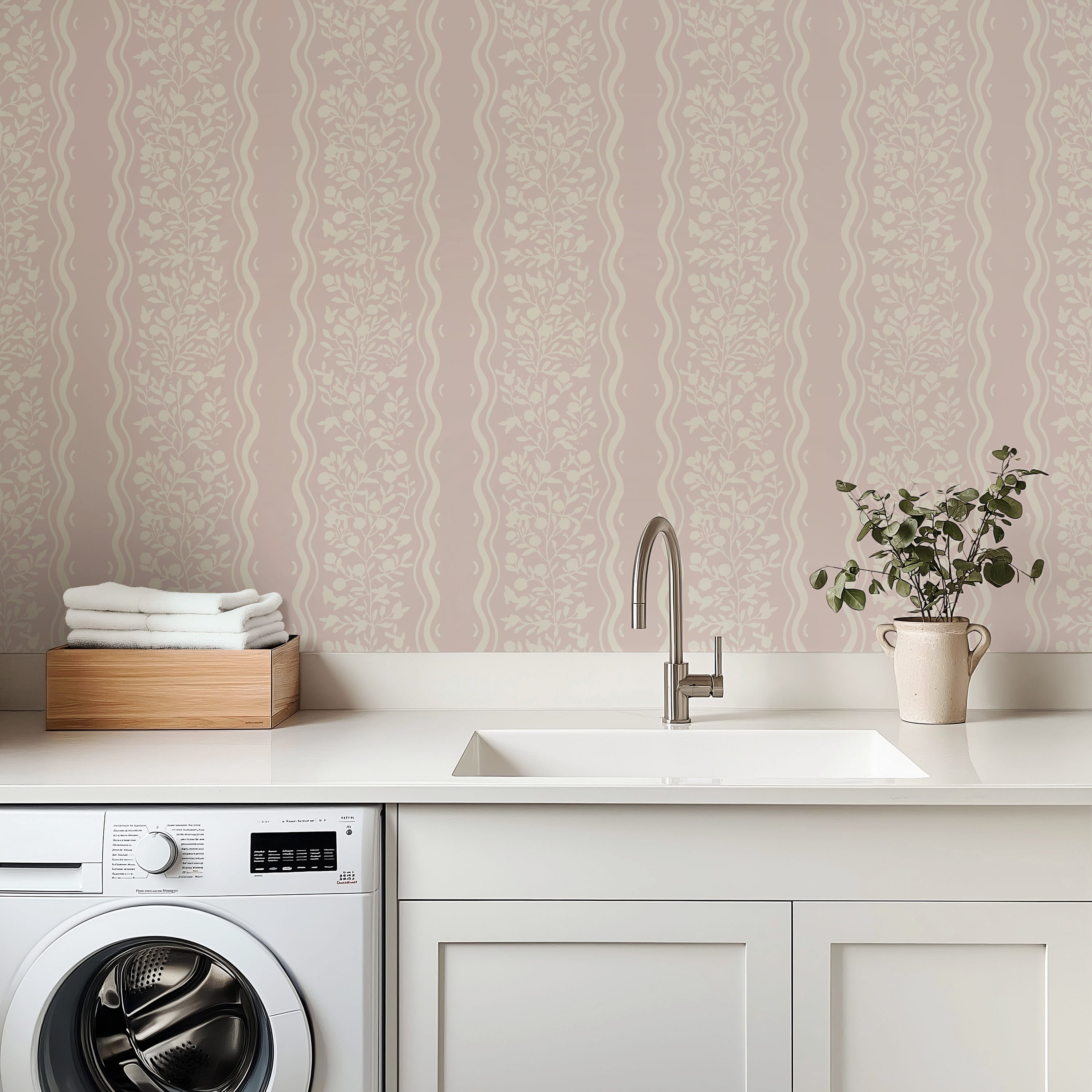 Jovy Floral Wallpaper in Blue and Cream - Traditional Wall Art