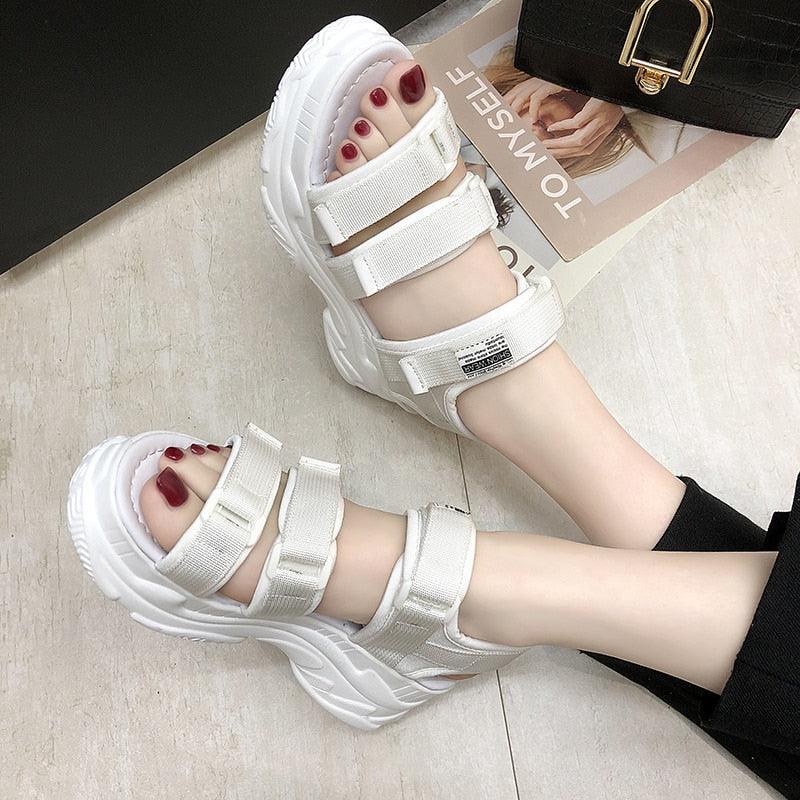 Women's chunky platform beach sandals in a sporty design