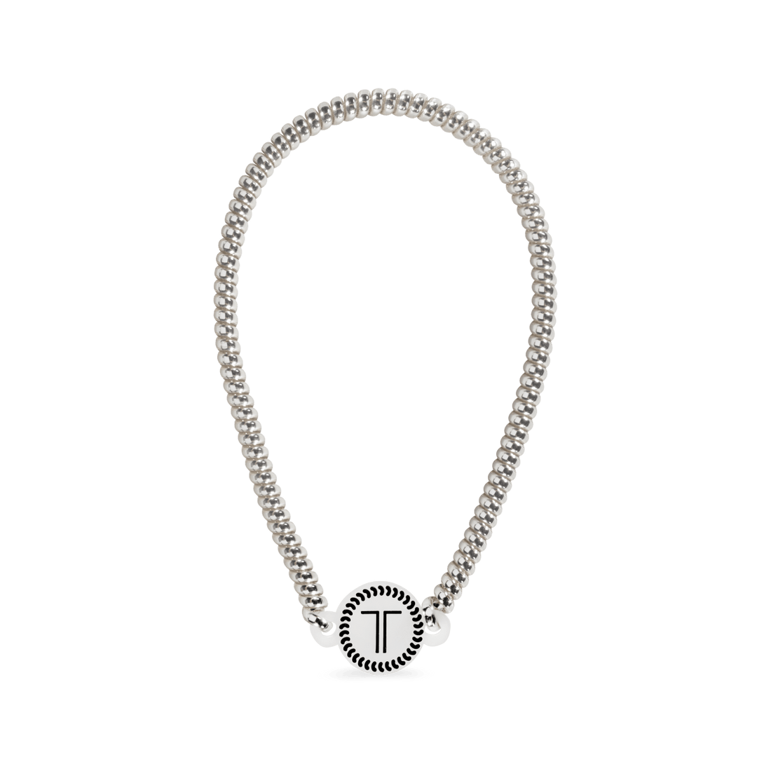 Platinum silver flexible spiral headband with no-slip rubber stopper