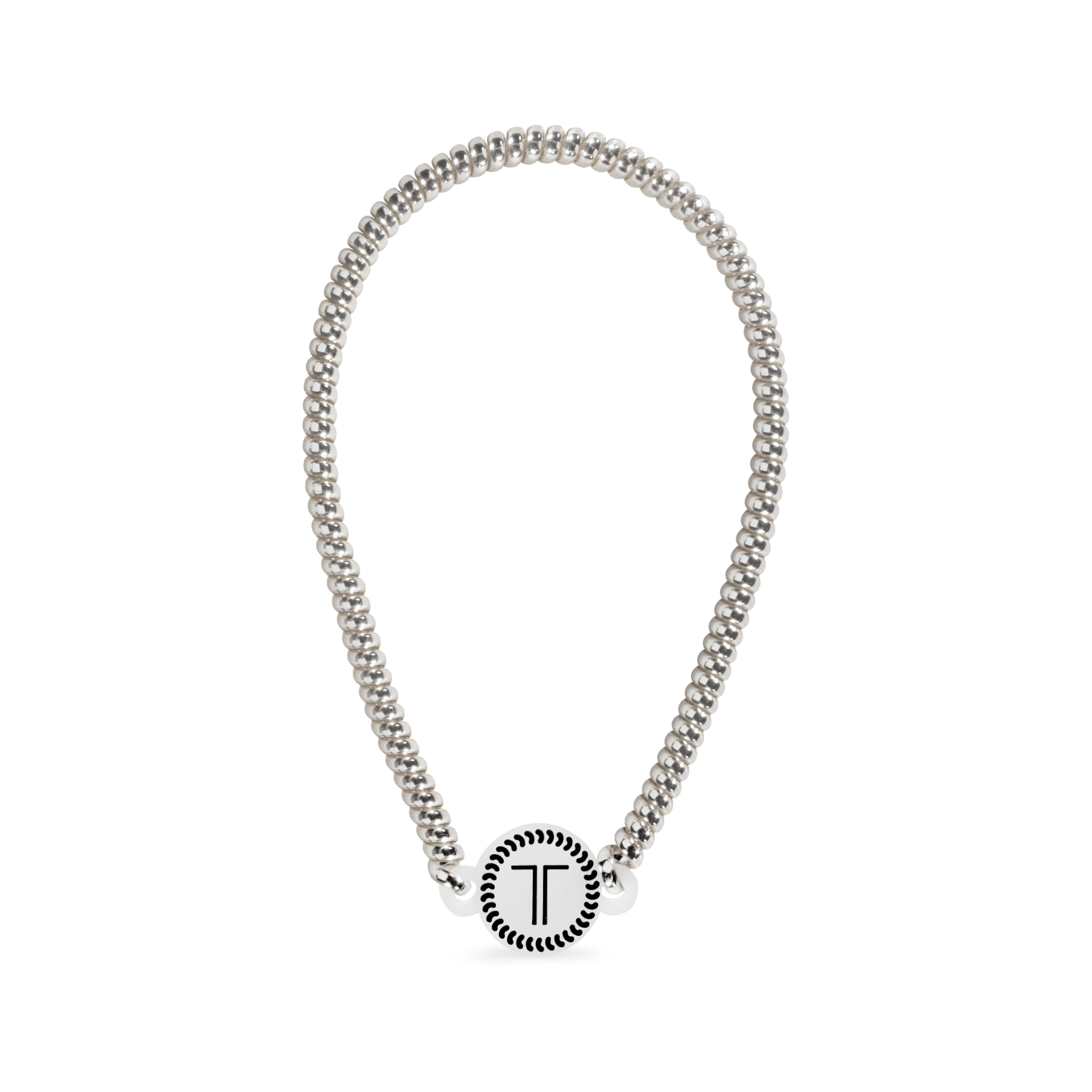 Platinum silver flexible spiral headband with no-slip rubber stopper