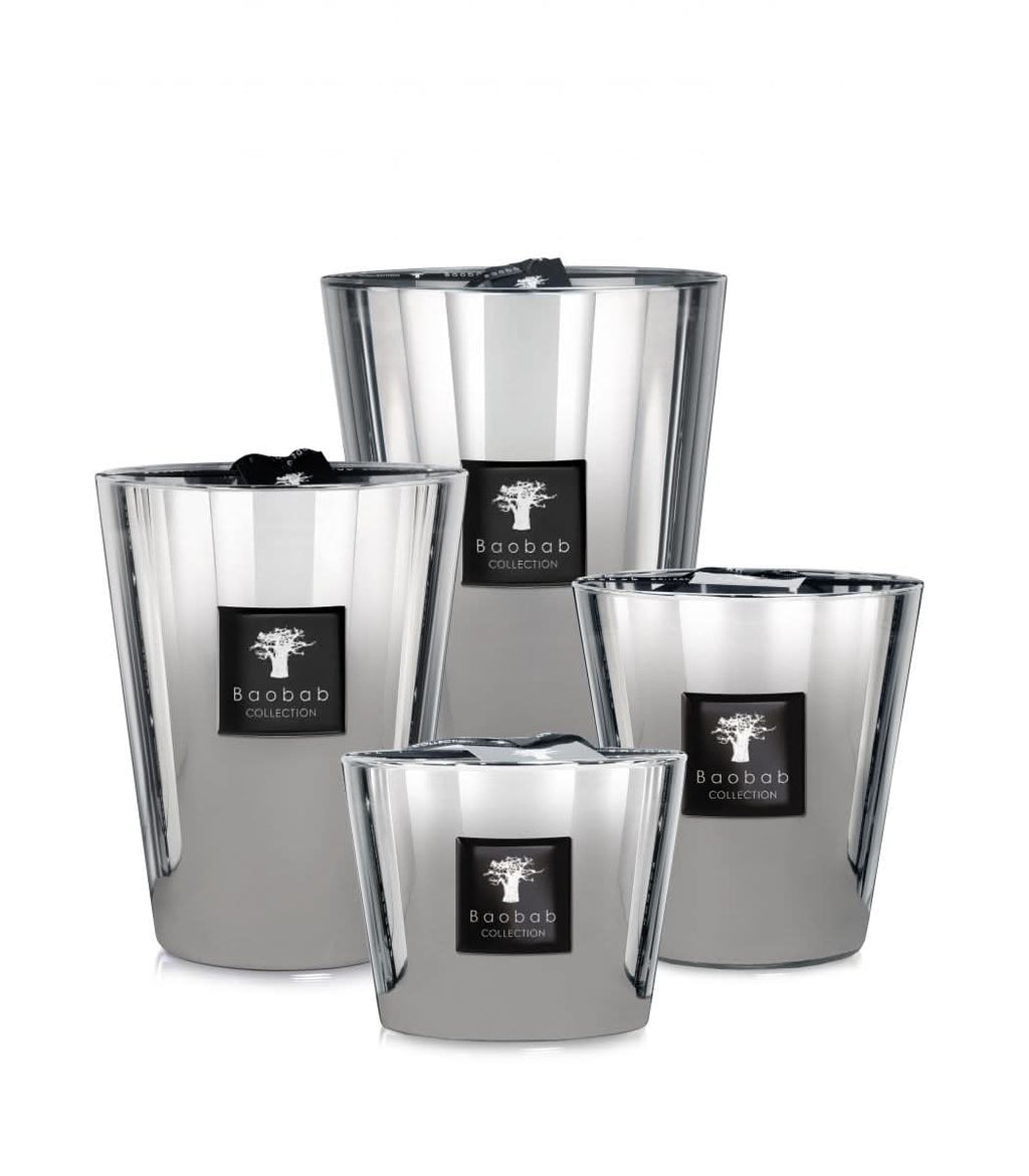 Platinum Max 24 Scented Candle in Silver White Glass