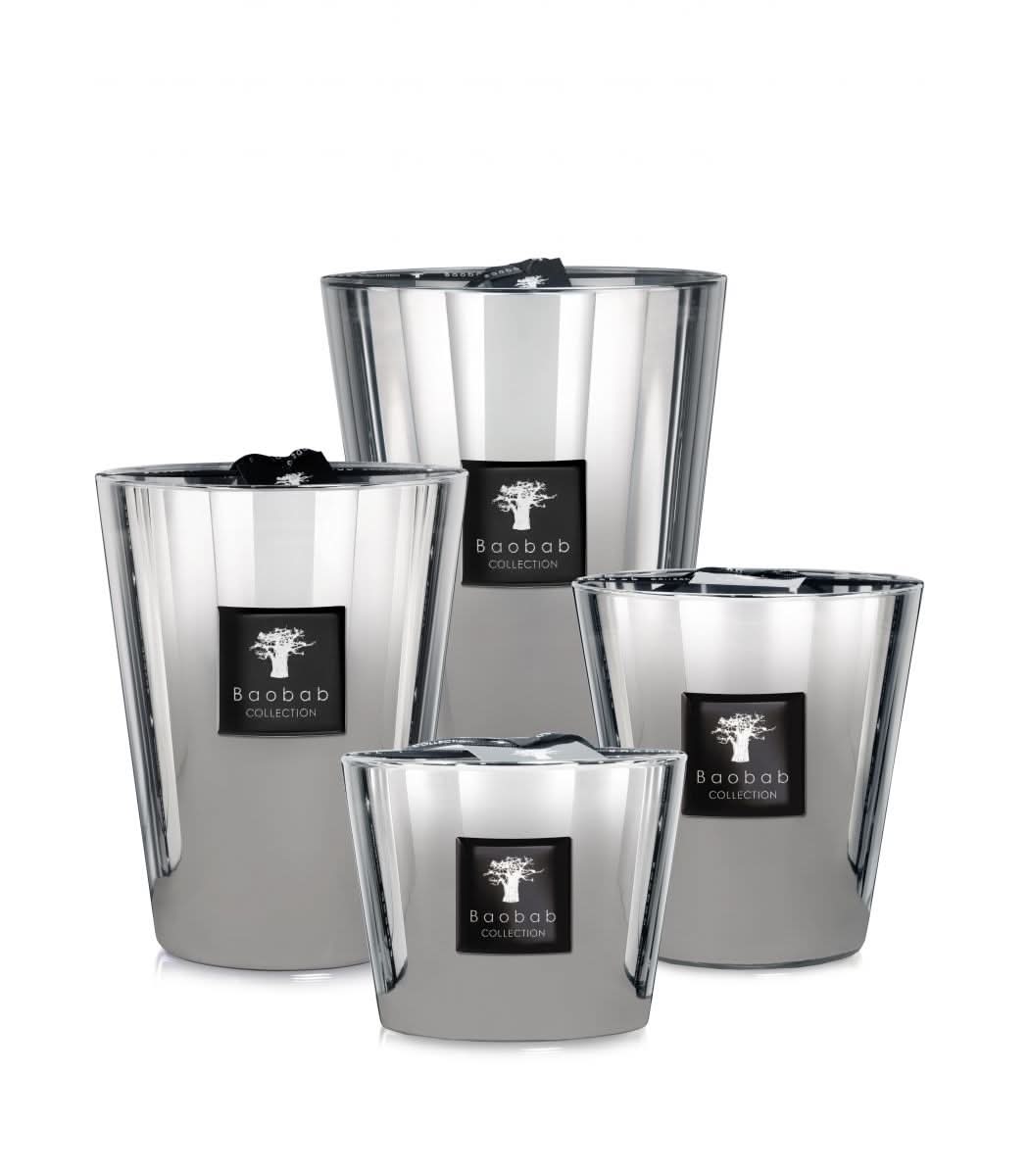 Platinum Max 24 Scented Candle in Silver White Glass