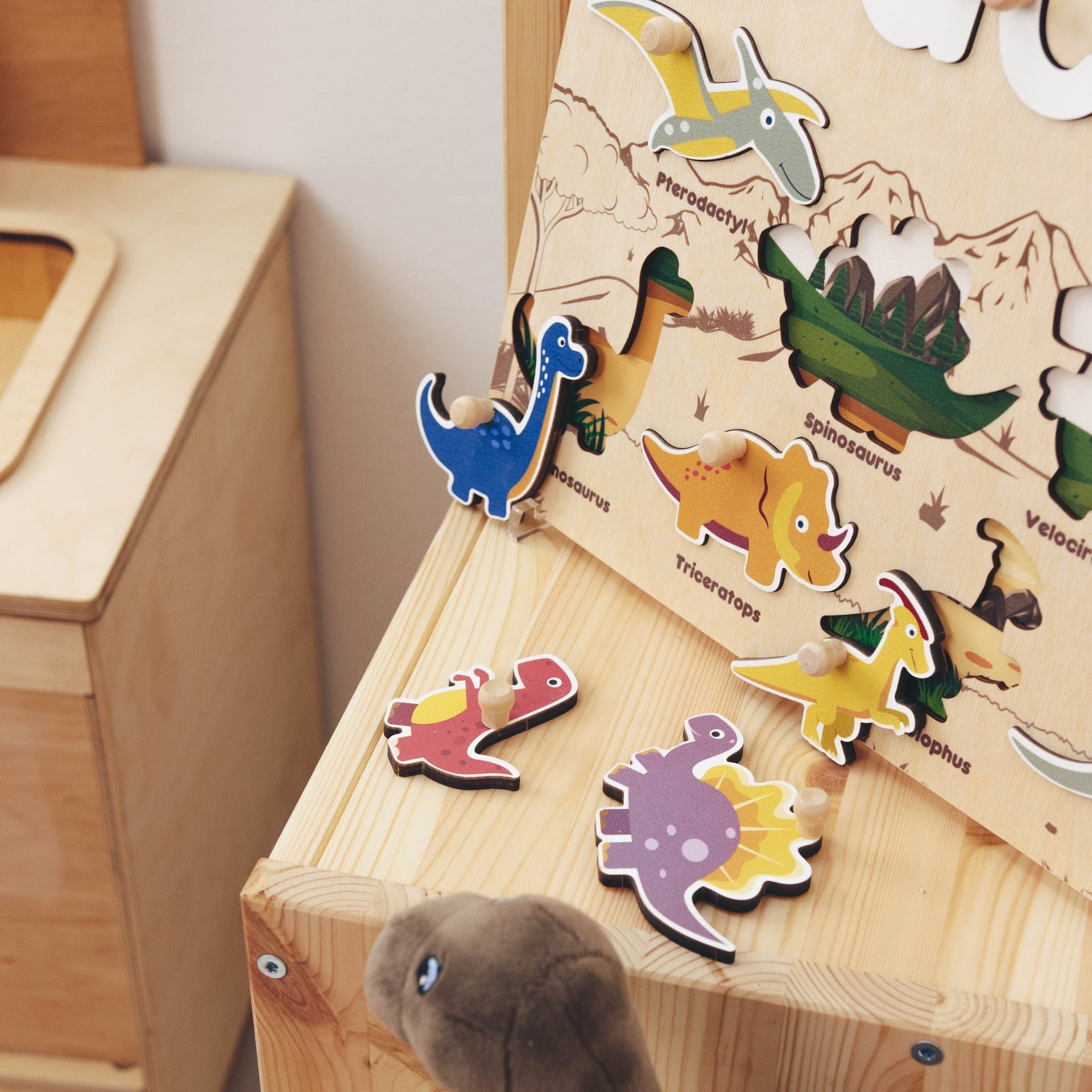 Personalized Dinosaur Name Puzzle & Educational Busy Board for Kids