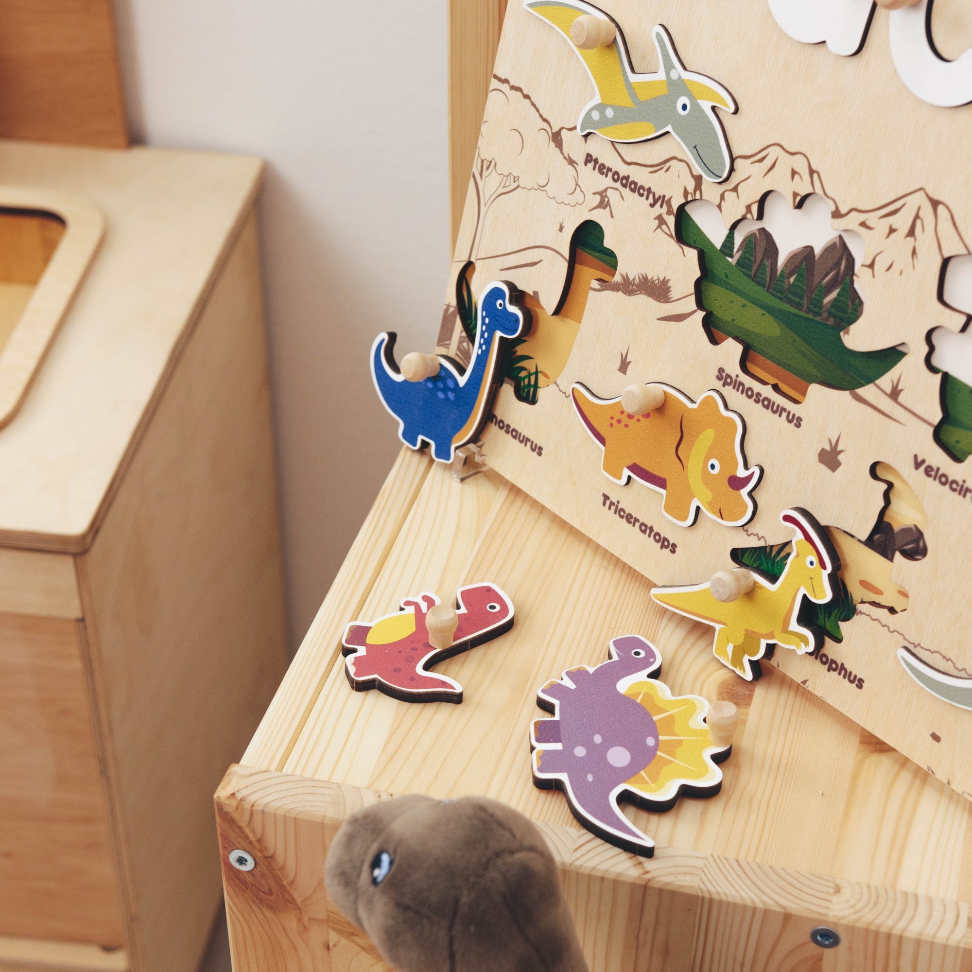 Personalized Dinosaur Name Puzzle & Educational Busy Board for Kids