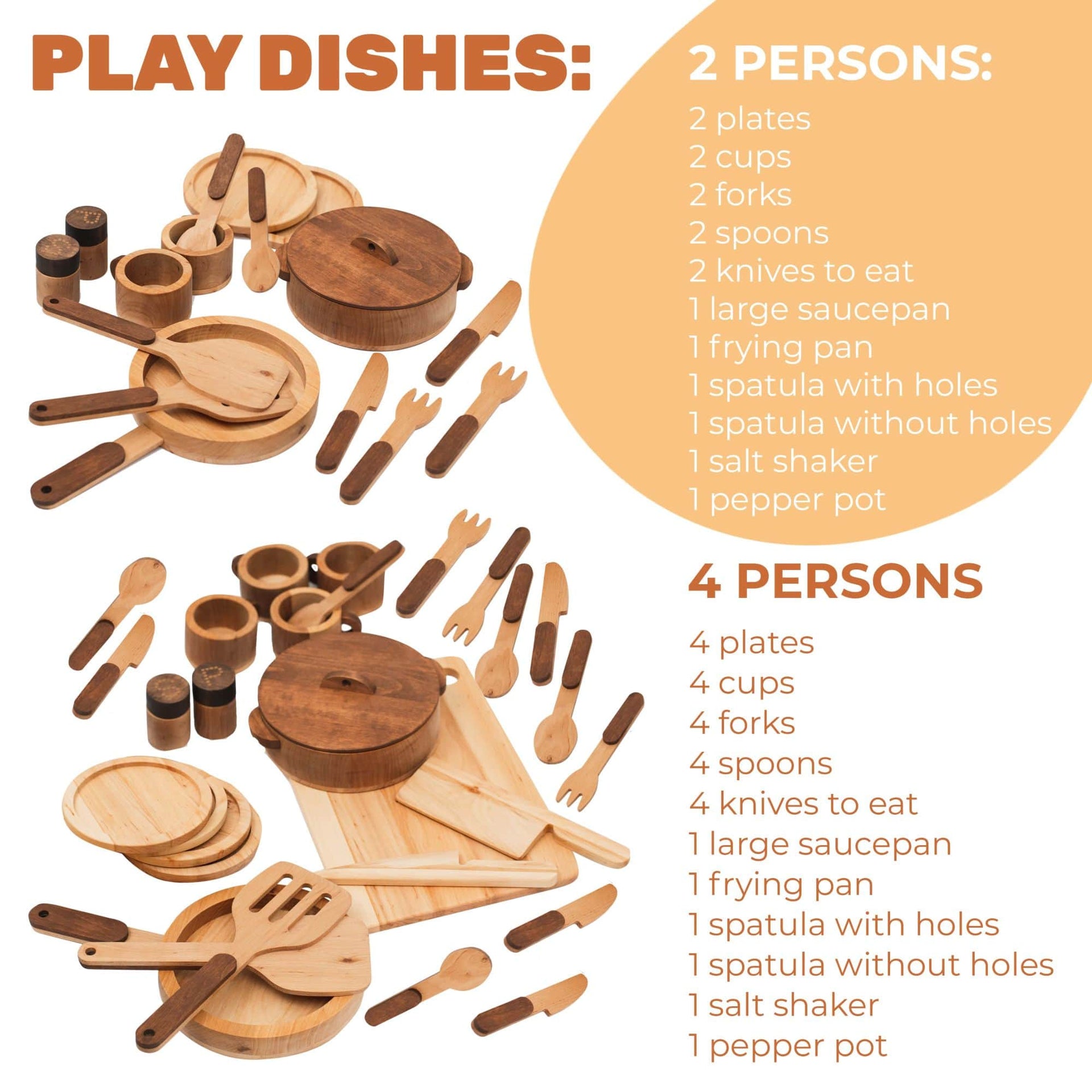 Wooden Play Kitchen Dishes Set for Imaginative Toddler Pretend Play