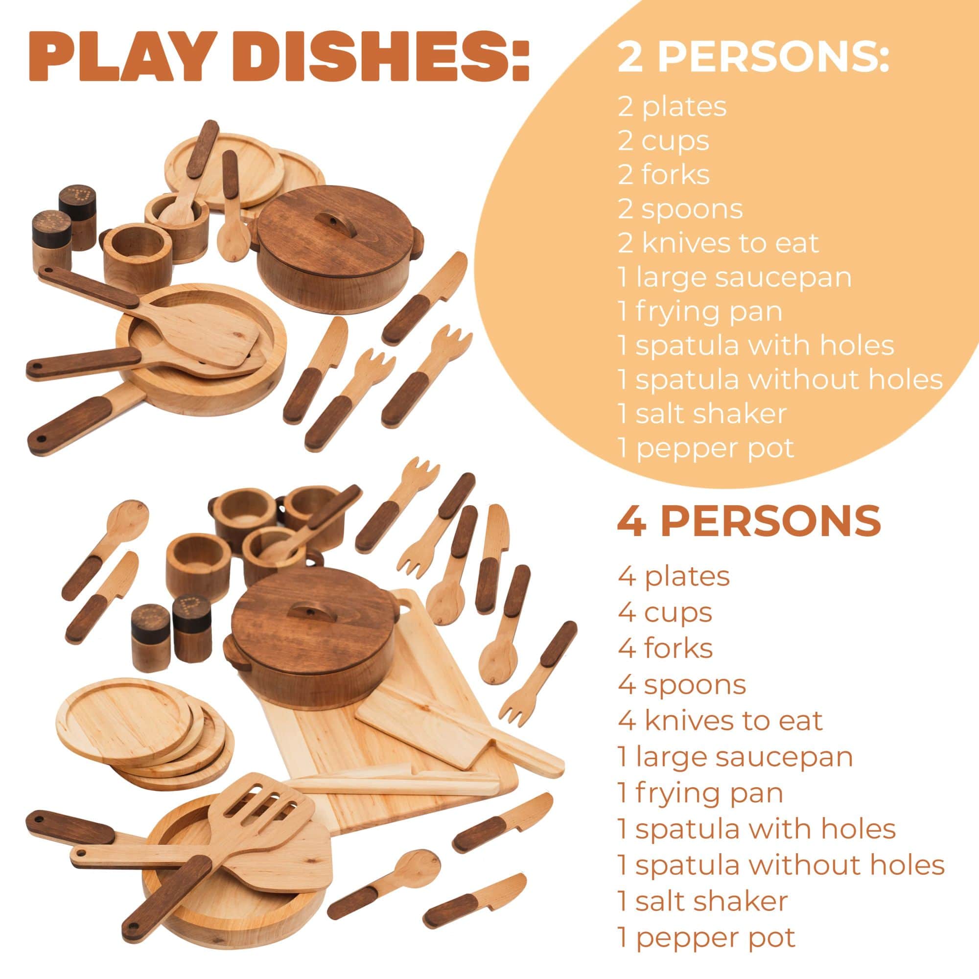 Wooden Play Kitchen Dishes Set for Imaginative Toddler Pretend Play