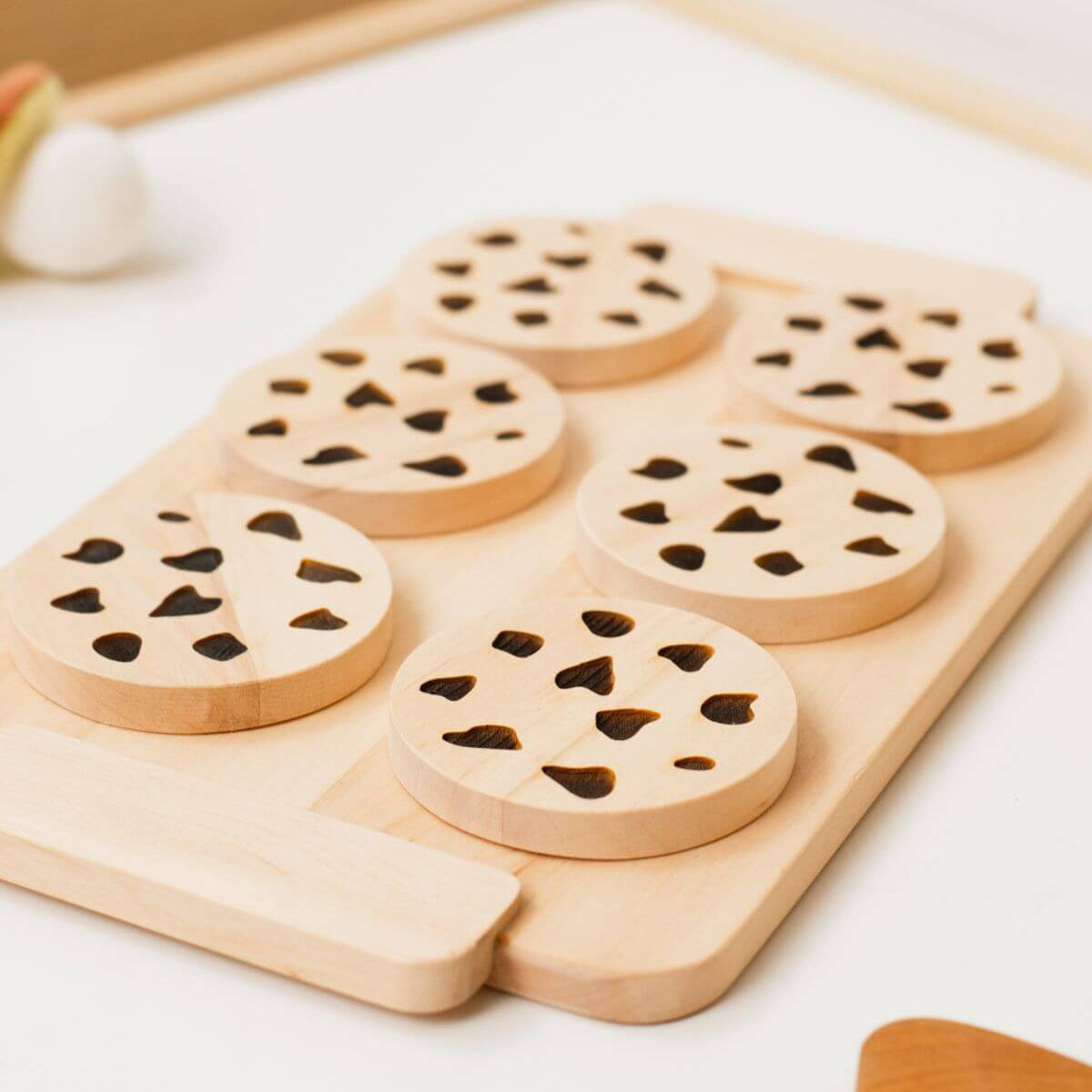 Wooden Toy Cookie Set with Tray - Montessori Pretend Play Decor