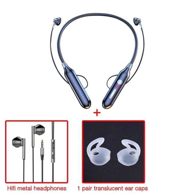 Wireless Neckband Bluetooth Headphones with 24-Hour Battery, Black