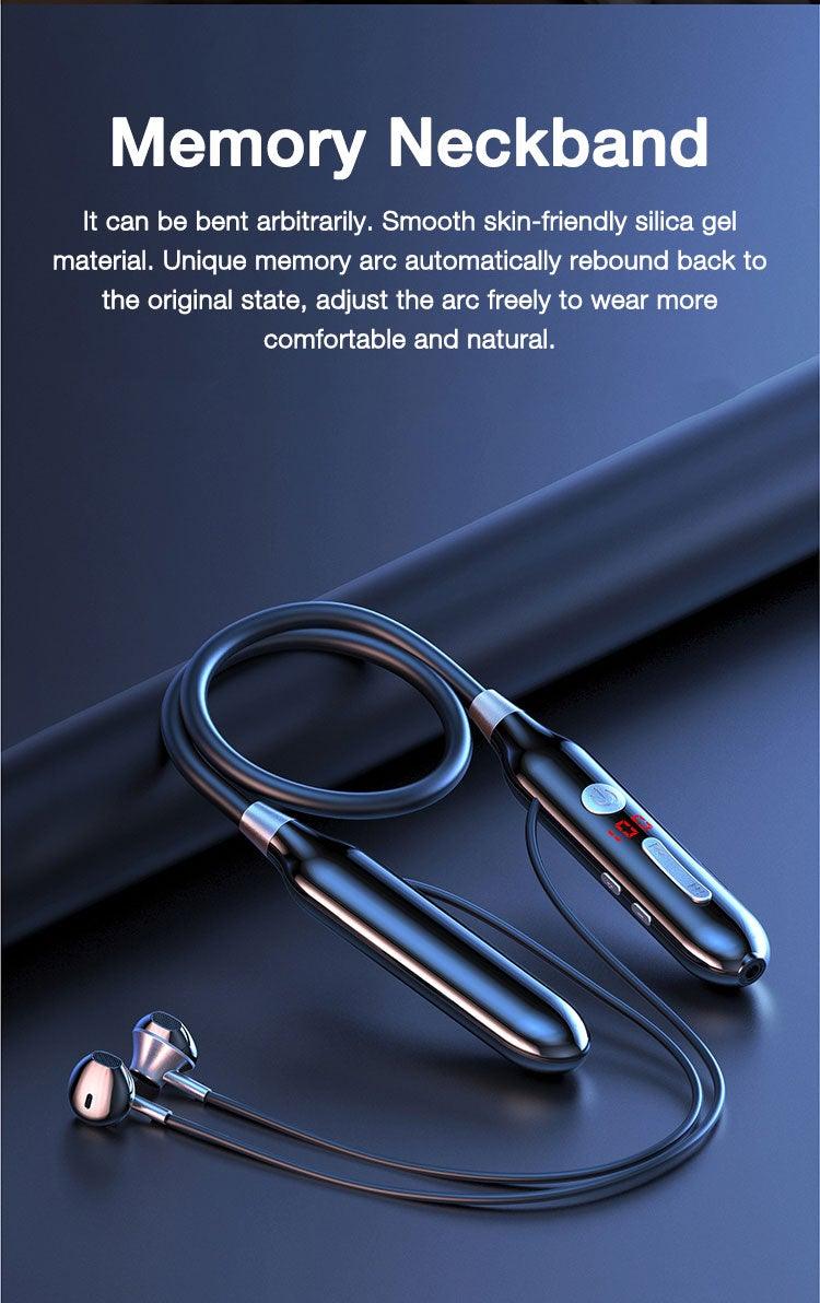 Wireless Neckband Bluetooth Headphones with 24-Hour Battery, Black
