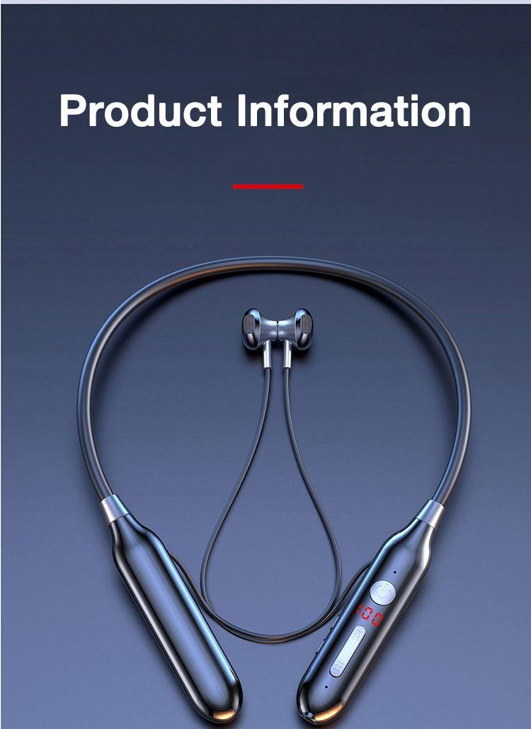 Wireless Neckband Bluetooth Headphones with 24-Hour Battery, Black