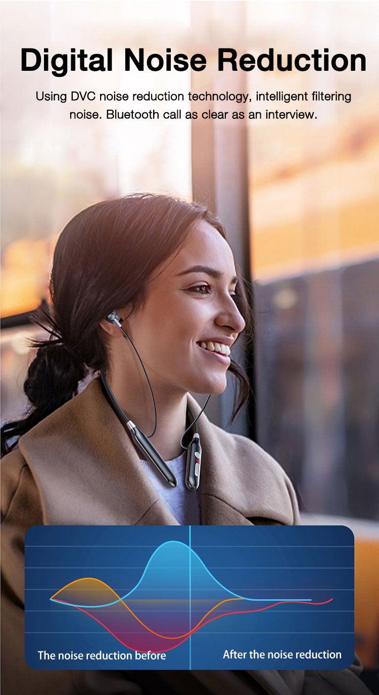 Wireless Neckband Bluetooth Headphones with 24-Hour Battery, Black