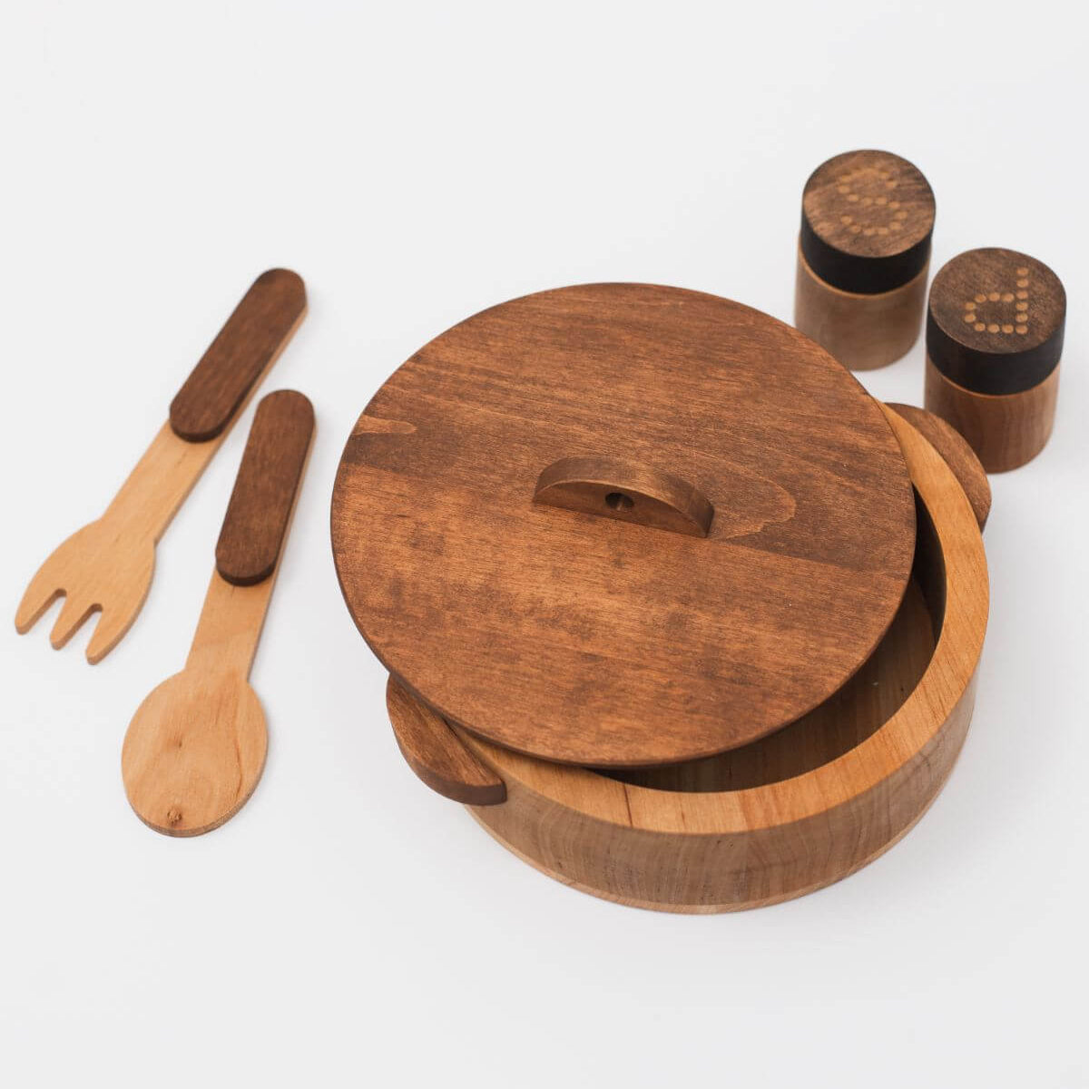 Wooden Play Kitchen Dishes Set for Imaginative Toddler Pretend Play