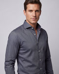 Charcoal  Shirt // Dual cuffs// contemporary fit - Final Sale