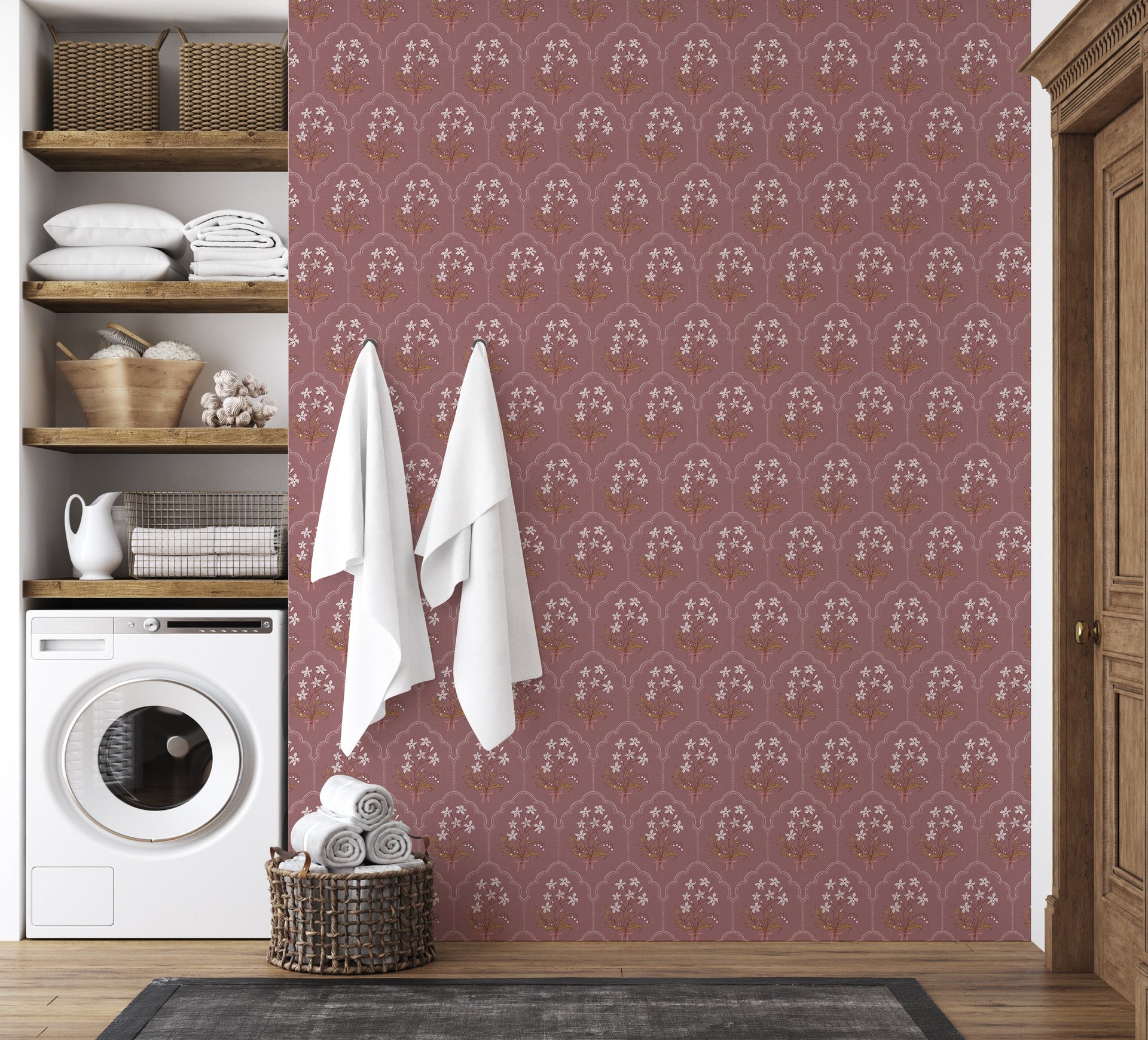 Oren Floral Wallpaper, Traditional Peel and Stick Wall Decor