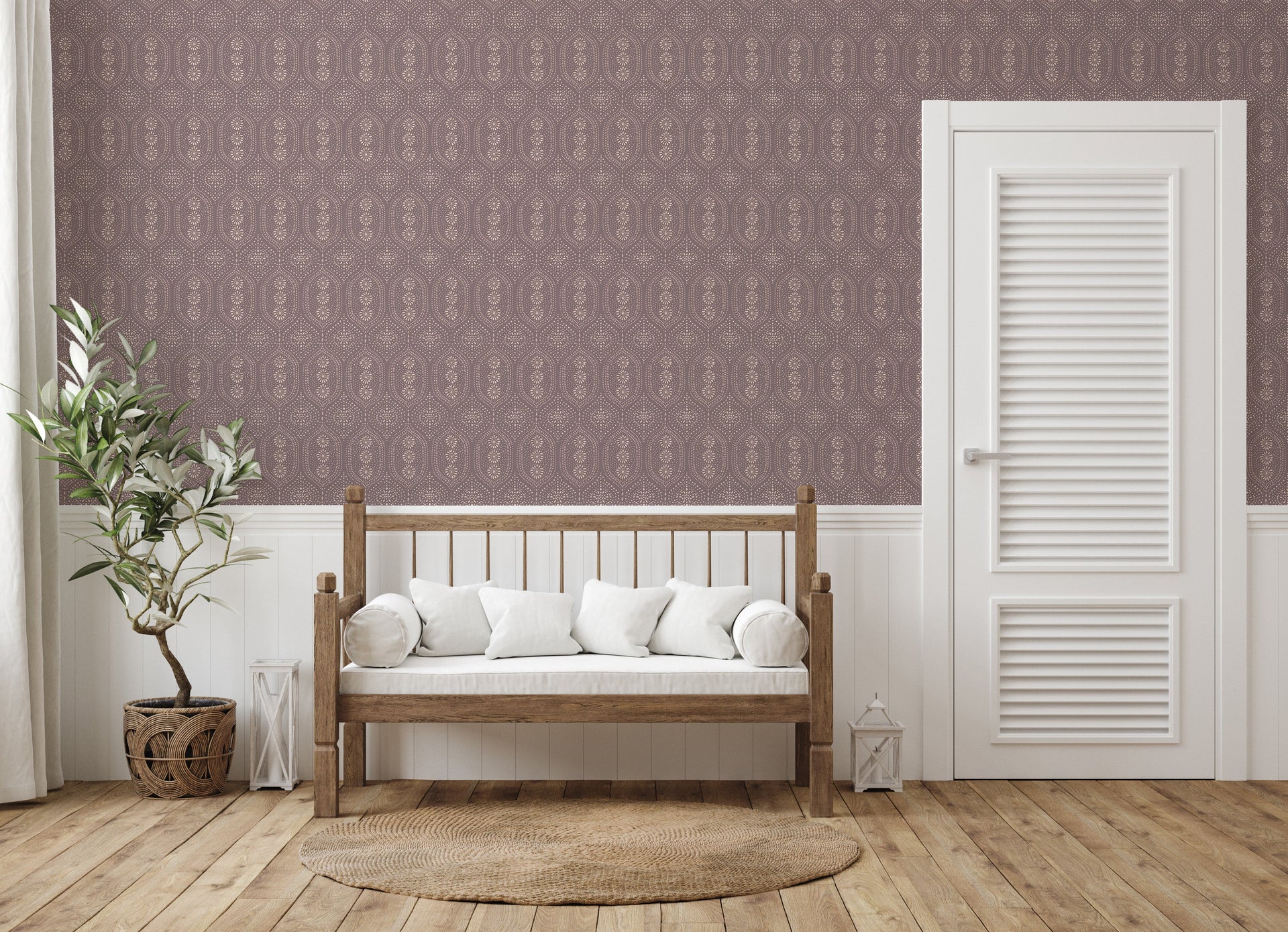 Holloway Geometric Wallpaper - Bohemian Off-White, Beige, and Taupe