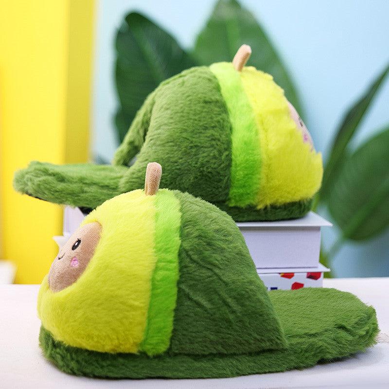 Cute Avocado Plush Slippers Warm Indoor Fuzzy House Shoes
