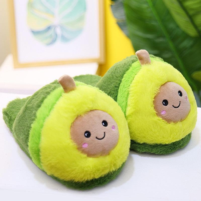 Cute Avocado Plush Slippers Warm Indoor Fuzzy House Shoes