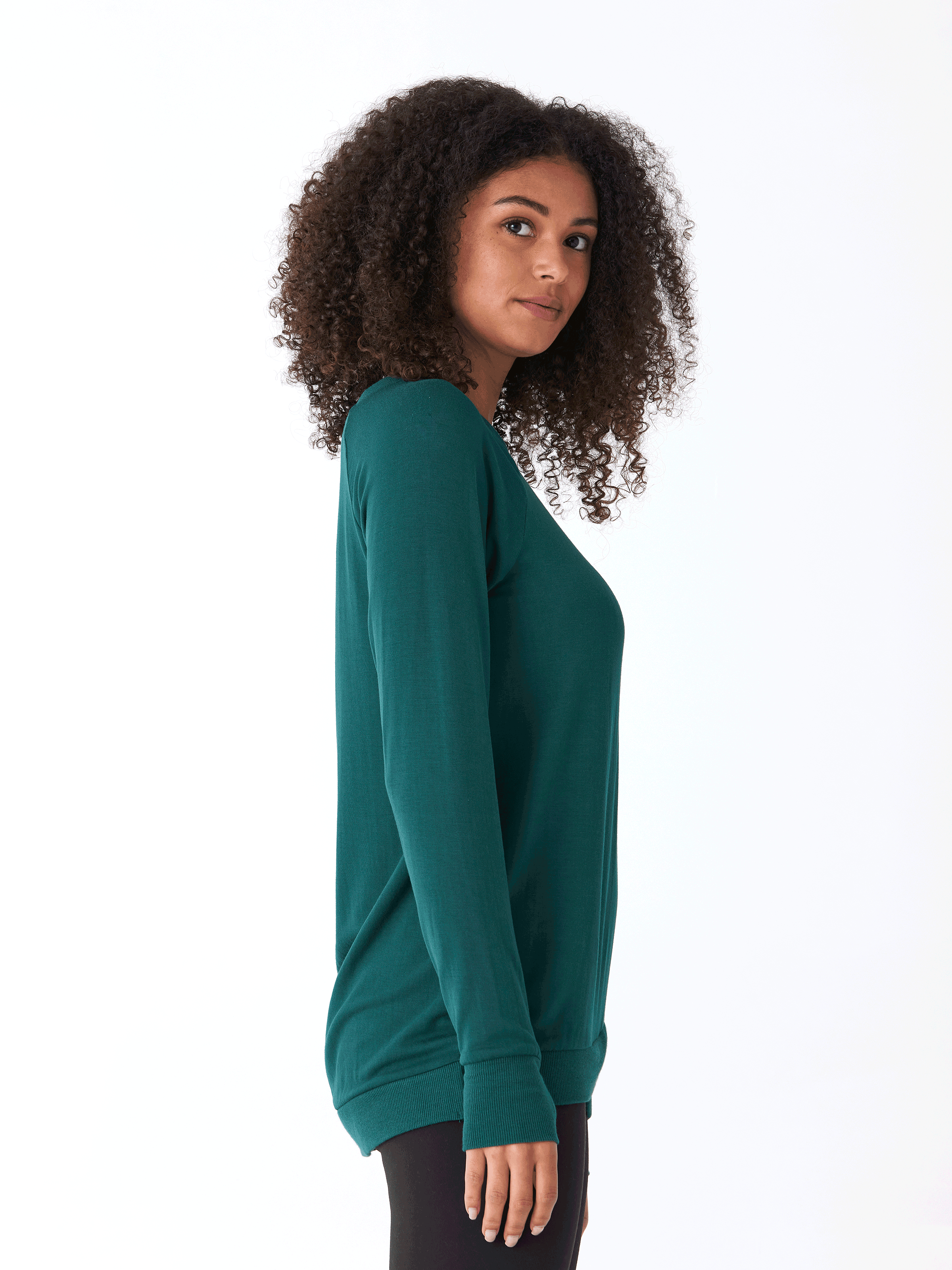 Leanna Feather Fleece Tulip-Hem Tunic - Soft Brushed Modal Top