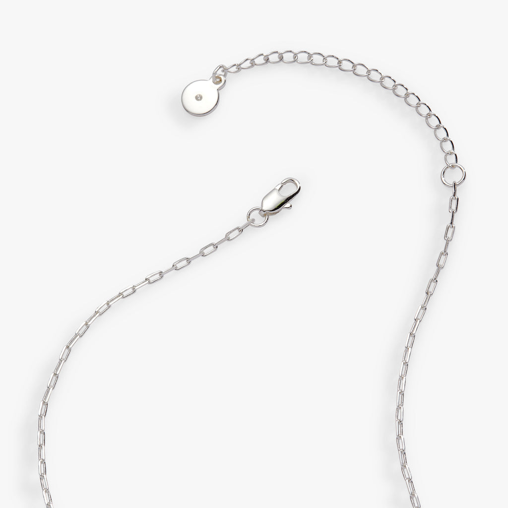 Faith and Family Rosette Pendant Necklace in Silver and Clear