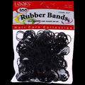 A bulk pack of 500 small black elastic rubber bands for hair styling