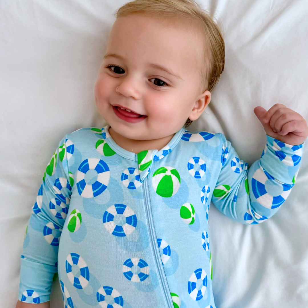 Hamptons Pool Party Green Zippered Romper