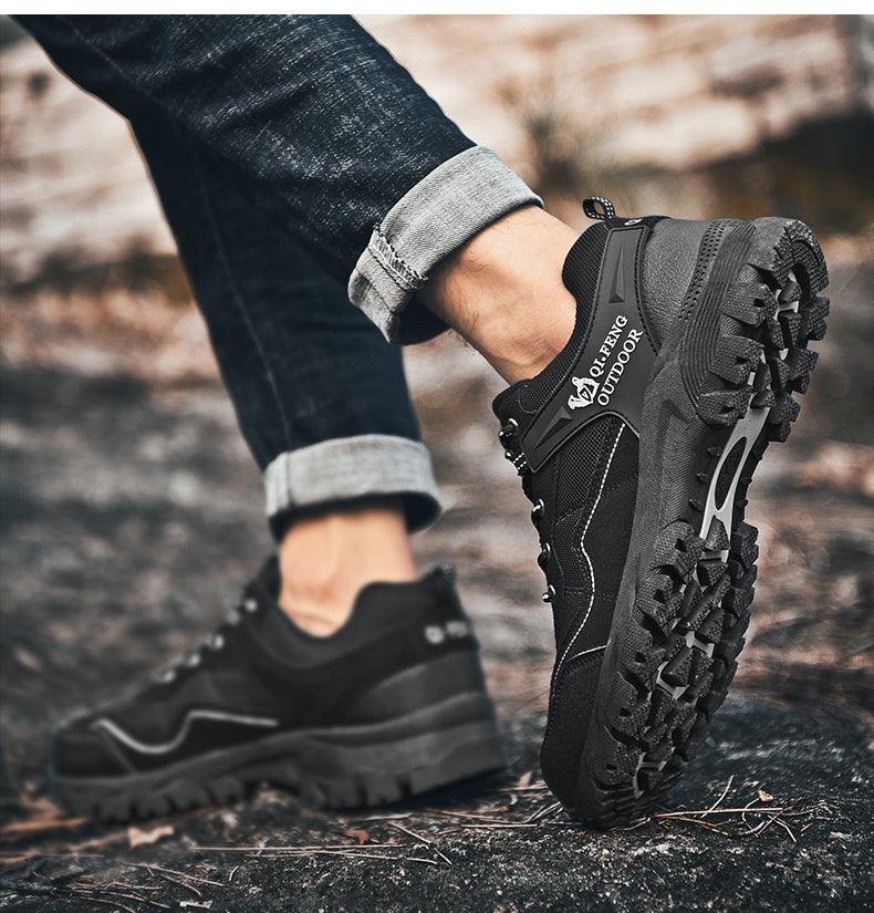 Men's Leather Hiking Shoes, Outdoor Casual Work Sneakers
