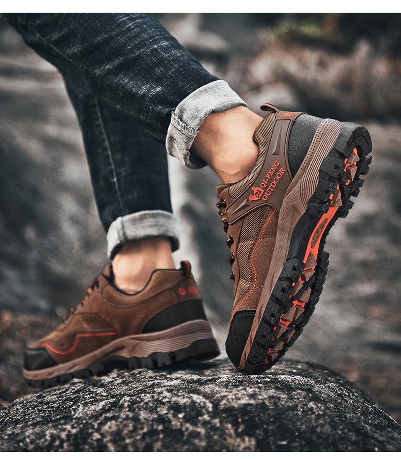 Men's Leather Hiking Shoes, Outdoor Casual Work Sneakers