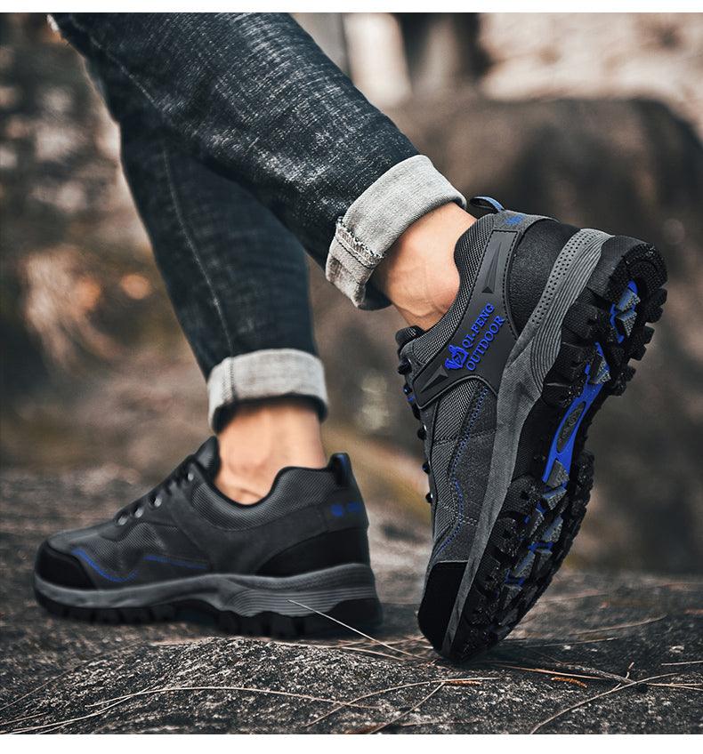 Men's Leather Hiking Shoes, Outdoor Casual Work Sneakers