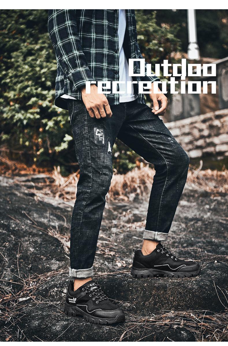 Men's Leather Hiking Shoes, Outdoor Casual Work Sneakers