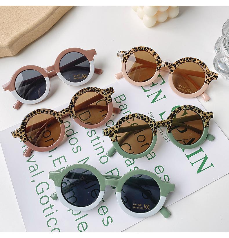 Leopard Print Cartoon Bear Kids Sunglasses with Carry Case