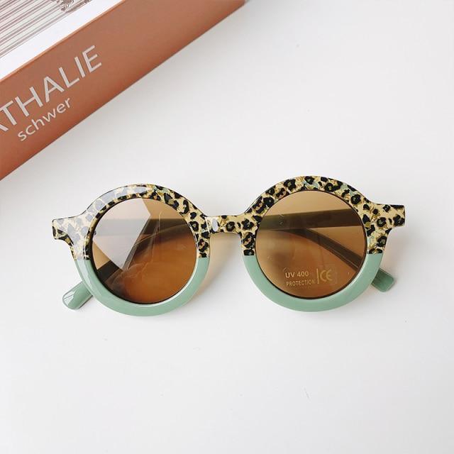 Leopard Print Cartoon Bear Kids Sunglasses with Carry Case