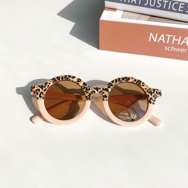 Leopard Print Cartoon Bear Kids Sunglasses with Carry Case