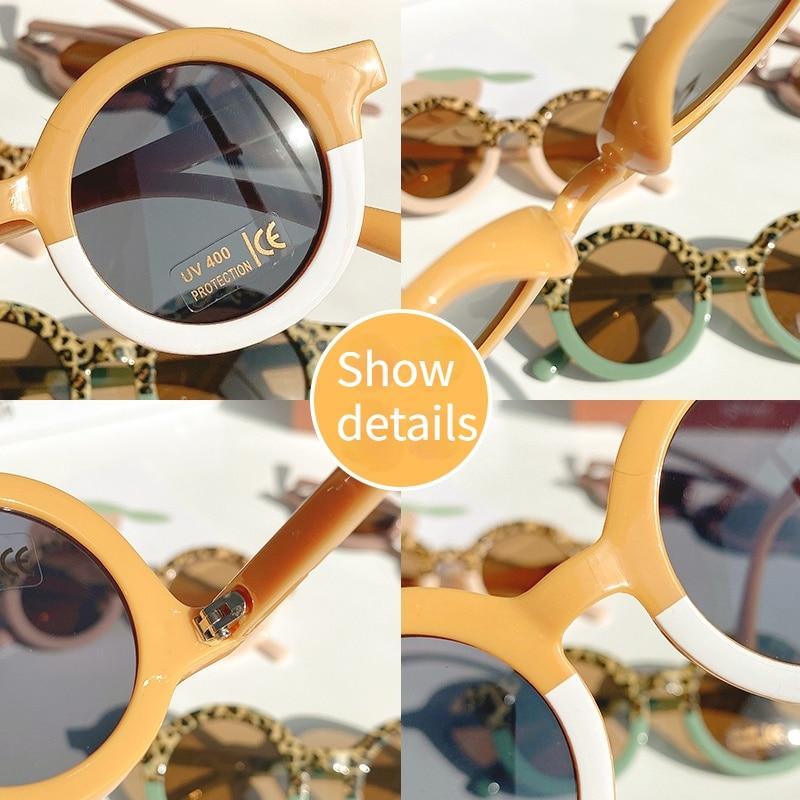 Leopard Print Cartoon Bear Kids Sunglasses with Carry Case