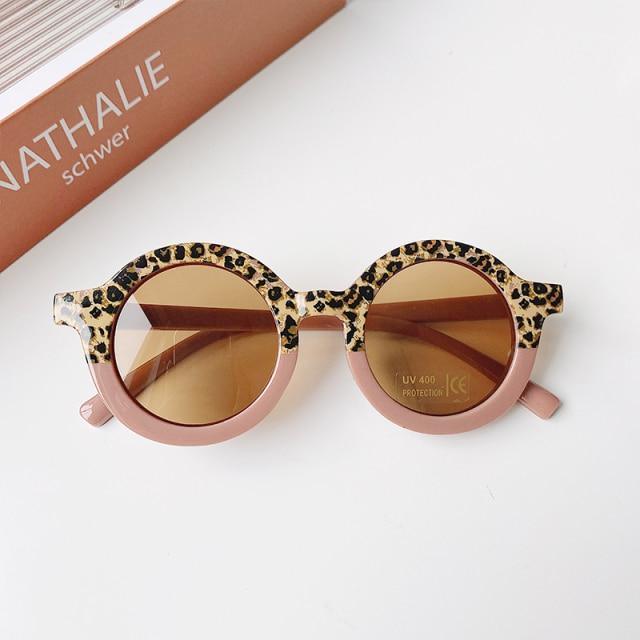 Leopard Print Cartoon Bear Kids Sunglasses with Carry Case