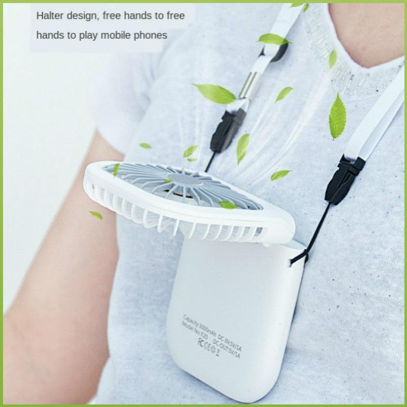 Portable Mini Hanging Neck Fan – Foldable USB Cooling Fan (3000mAh)