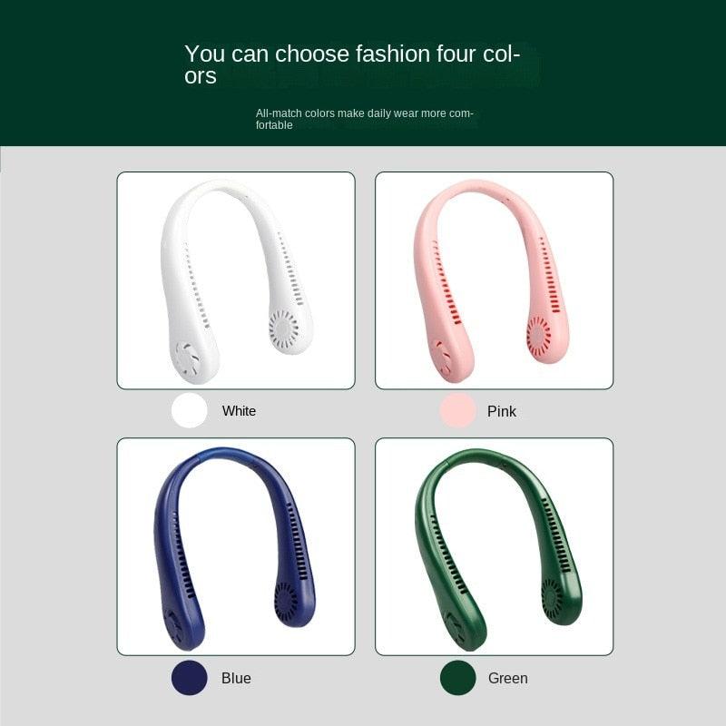 Portable 360° Bladeless Neck Fan, Rechargeable Personal Cooling Fan