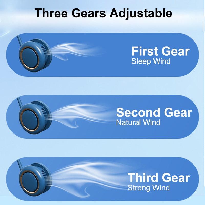 Portable Twin Turbine Neck Fan - Hands-Free 3-Speed Cooling