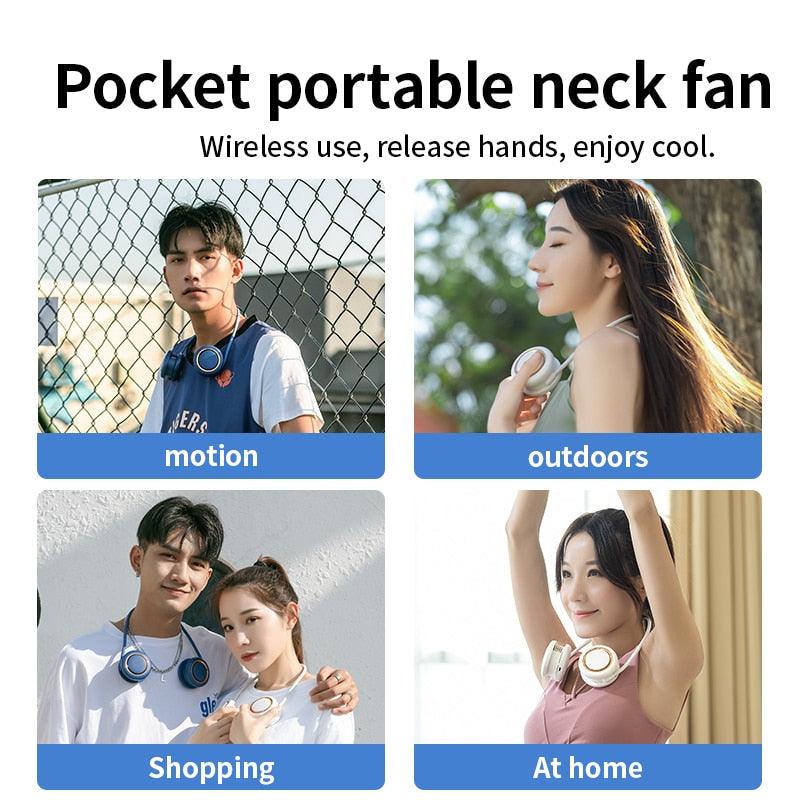 Portable Twin Turbine Neck Fan - Hands-Free 3-Speed Cooling