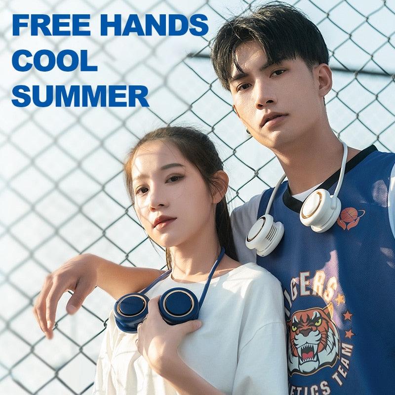 Portable Twin Turbine Neck Fan - Hands-Free 3-Speed Cooling