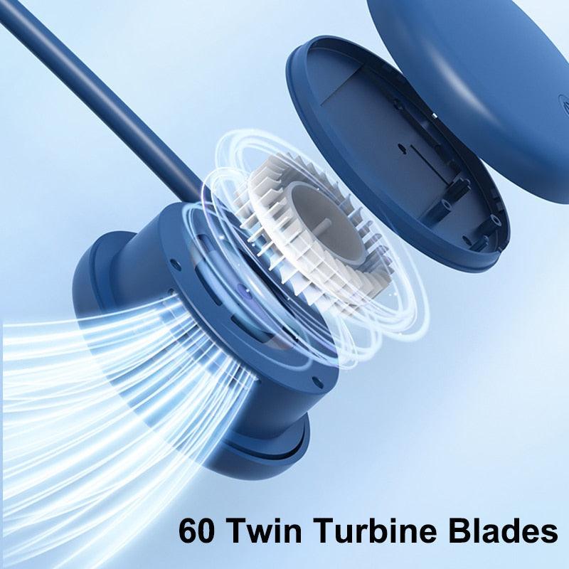 Portable Twin Turbine Neck Fan - Hands-Free 3-Speed Cooling