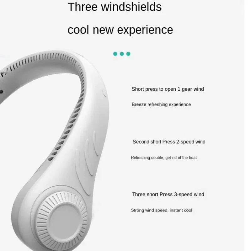 Hands-Free Wearable Neck Fan, 3-Speed Personal Cooling Device