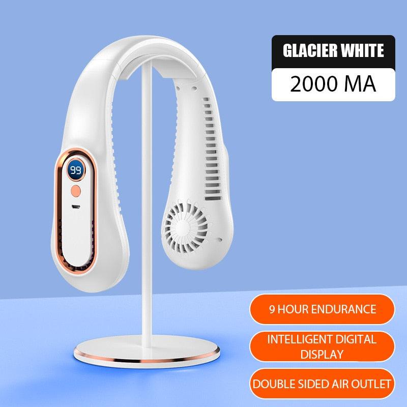 Portable Bladeless Neck Fan, 5-Speed USB Rechargeable Air Cooler