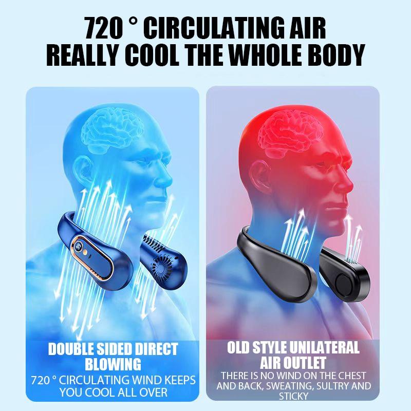Portable Bladeless Neck Fan, 5-Speed USB Rechargeable Air Cooler