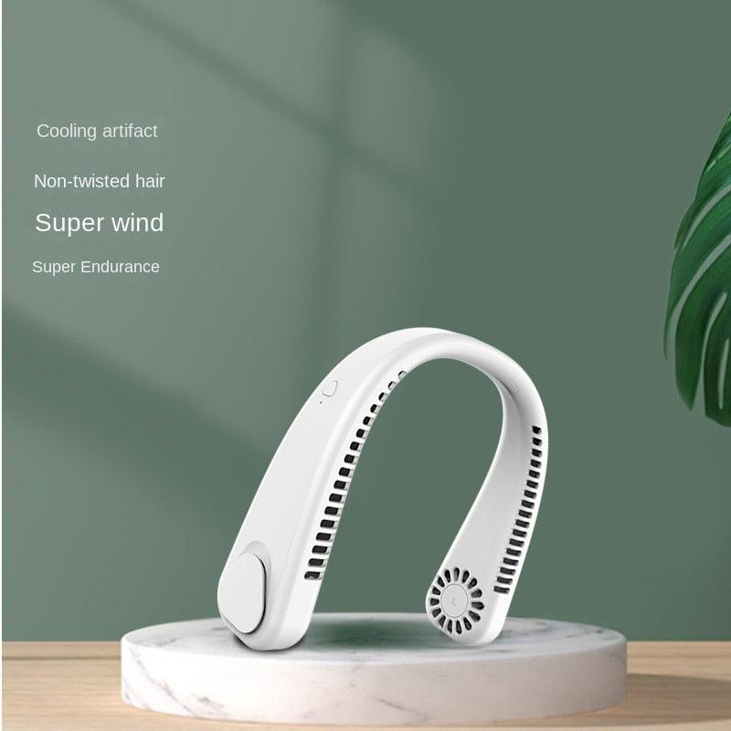 Bladeless Rechargeable Neck Fan with 64 Air Holes - Quiet Cooling