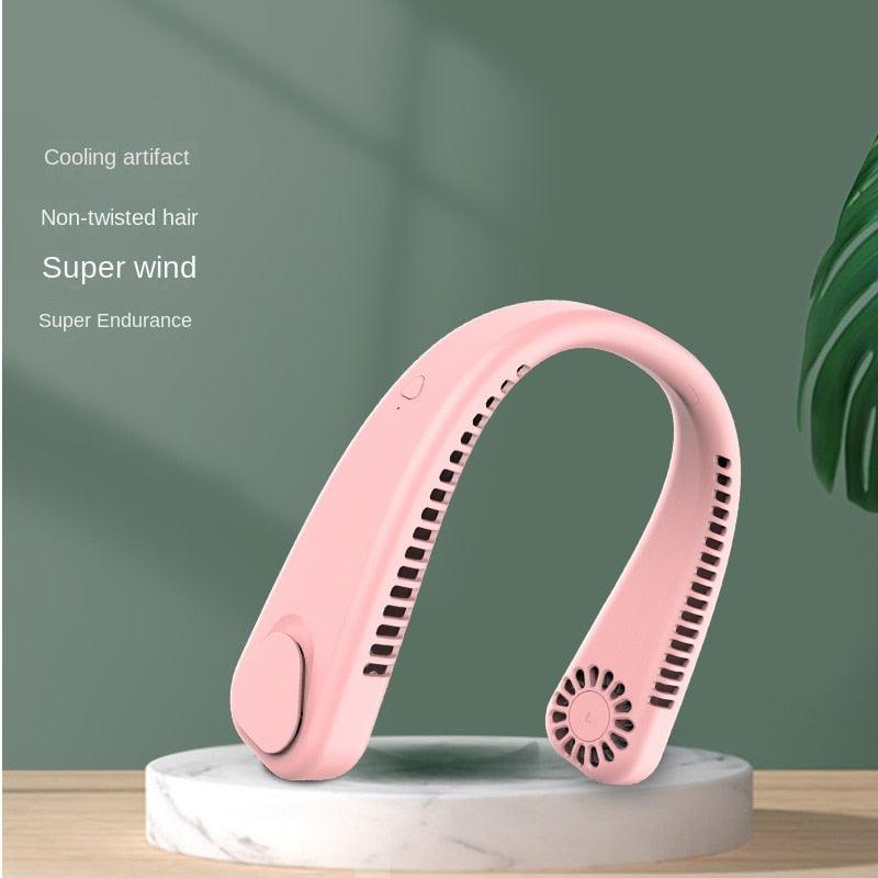 Bladeless Rechargeable Neck Fan with 64 Air Holes - Quiet Cooling