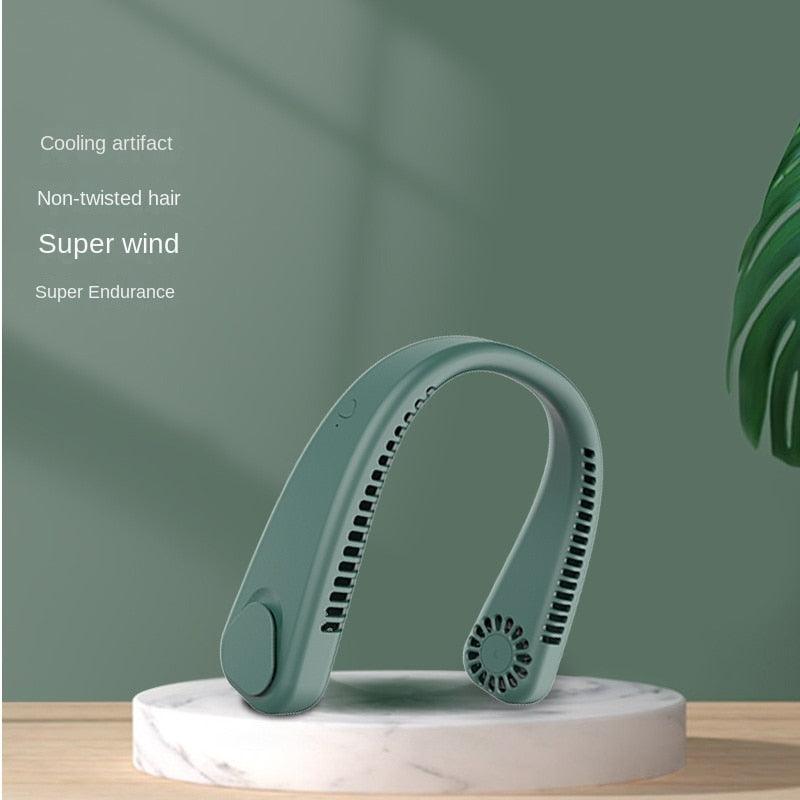 Bladeless Rechargeable Neck Fan with 64 Air Holes - Quiet Cooling